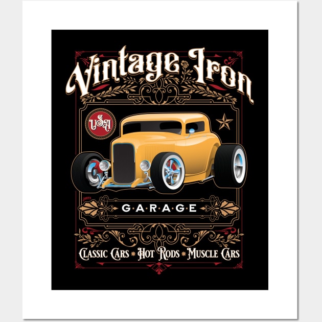 Cool Classic Retro Vintage Iron Thirties Style Hot Rod Car Wall Art by hobrath